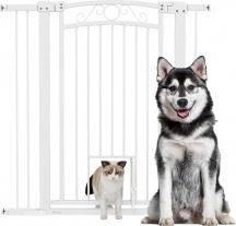AllMyPets 2WTJ518 Cancellino per Cani Regolabile con Porta per Gatti Bianco
