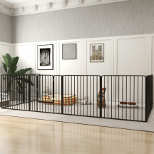 AllMyPets DA2551BK Box per Cani 8 Pannelli Modulabili in Acciaio 164x164x80 cm Nero