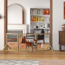 AllMyPets EF319ND Cancellino per Cani Pieghevole con 3 Pannelli 210x70 cm Legno Naturale