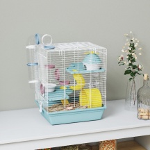 AllMyPets EF390BU Gabbia per Criceti 3 Livelli in Metallo e Plastica 35x28x41 cm Grigio