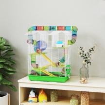 AllMyPets EF394GN Gabbia per Criceti 5 Livelli Tubi, Ruota e Casetta 47x30x59 cm Verde