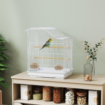 AllMyPets EF395WT Gabbia per Uccelli 4 Porte in Metallo e Plastica 47.5x36x54.5cm Bianco