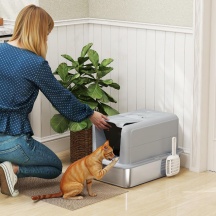 AllMyPets EF407GY Lettiera per Gatti Chiusa con Vassoio e Paletta 40.5x60.5x41 cm Grigio