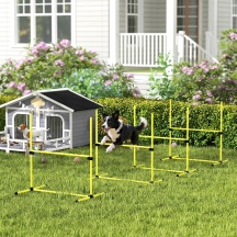 AllMyPets EF502YL Set Agility Dog con 4 Ostacoli ad Altezza Regolabile 99x65x94cm Giallo