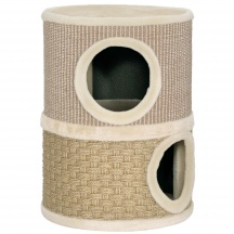 AllMyPets F3121KK Cuccia per Gatti Tiragraffi a Torre con 2 Nicchie Corda in Sisal Cachi