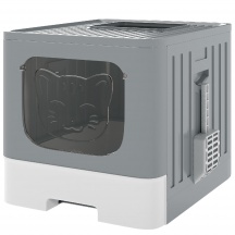 AllMyPets F3500GY Lettiera per Gatti Chiusa M 60L Coperchio Paletta Antiperdita Grigio