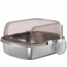 AllMyPets F3570CG Lettiera per Gatti XL Vassoio in Acciaio Inox Paletta Grigio Carbone