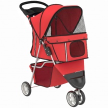 AllMyPets F4461RD Passeggino per Cani Piccoli Pieghevole con Cestino Portaoggetti Rosso