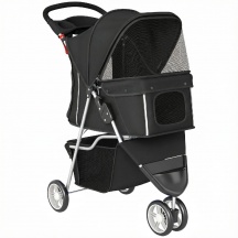 AllMyPets F4471BK Passeggino per Cani Pieghevole con Cestello 77x44x102 cm Nero