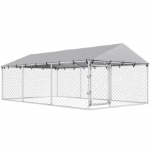 AllMyPets F4841SR Recinto per Cani da Esterno con Rete Zincata 4x2.3x1.5 m Argento