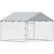 AllMyPets F4860SR Recinto per Cani da Esterno in Acciaio Zincato con Tetto Argento