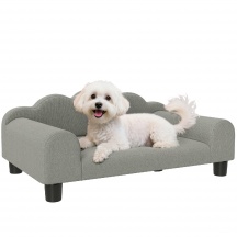 AllMyPets F877GY Divano per Cani con Braccioli di Supporto in Legno e Tessuto French Terry Gray