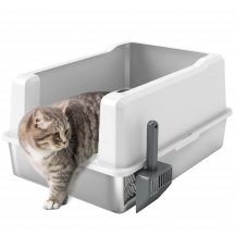 AllMyPets F889WT Lettiera per Gatti Impermeabile con Pareti Rialzate Vassoio e Paletta Bianco