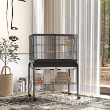 AllMyPets K6400BK Gabbia per Uccelli da Interno Ruote con Freno 85x49x119 cm Nero