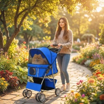 AllMyPets K7152BU Passeggino per Cani Carrozzina per Cani e Gatti Pieghevole Blu
