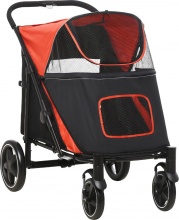 AllMyPets K720RD Passeggino per Cani Pieghevole con Ingressi a Cerniera NeroRosso