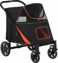 AllMyPets K721BK Passeggino per Cani Pieghevole con Ingressi a Cerniera RossoNero