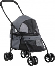 AllMyPets K722GY Passeggino per Cani Pieghevole con Borsa e 2 Guinzagli GrigioNero