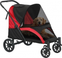 AllMyPets K725BK Passeggino per Cani Taglia Grande Pieghevole Cuscino e Guinzagli Nero