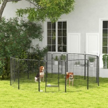 AllMyPets K7652GY Recinto per Cani in Acciaio 12 Pannelli Modulabili da 80x100 cm Grigio