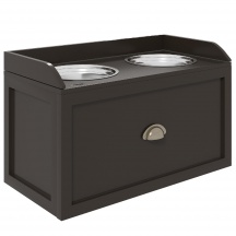 AllMyPets L4080CF Ciotole per Cani Rialzate in Acciaio Inox e Legno 60x30x36 cm Marrone