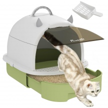 AllMyPets L4650GN Lettiera per Gatti Chiusa con Paletta e Filtro ai Carboni Attivi