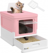 AllMyPets PKEF292 Lettiera per Gatti Chiusa a 2 Porte con Paletta RosaBianco
