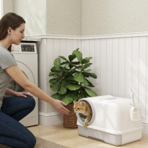 AllMyPets R297GY Lettiera per Gatti Chiusa con Coperchio 59x39.5x39.5 cm BiancoGrigio