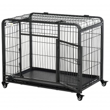 AllMyPets R40352 Kennel Cani Pieghevole Doppia Porta con Blocco 94x58x69 Grigio