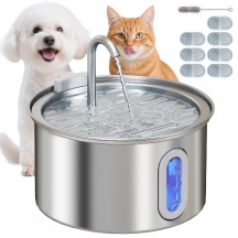 AllMyPets R409SR Fontanella per Gatto 2.5L con Luce LED e 2 Modalit� di Flusso Argento
