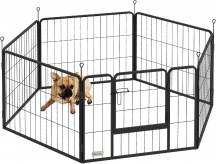 AllMyPets R4610BK Recinto per Cani a 6 Pannelli Modulabili in Acciaio Nero