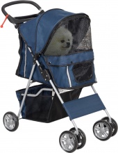 AllMyPets U5750DB Passeggino per Cani Pieghevole Cestino e Portabicchiere Blu