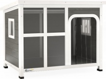 AllMyPets U6110LG Casetta per Cani con Ingresso a Tenda in Legno di Abete Grigio