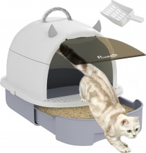 AllMyPets U6400GY Lettiera per Gatti Chiusa Vassoio Estraibile e Paletta Grigio