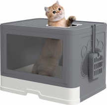 AllMyPets W748GY Lettiera per Gatti Chiusa con Coperchio e Cassetto Estraibile Grigio