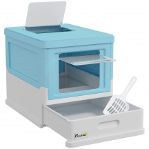 AllMyPets W750LB Lettiera per Gatti Chiusa con Paletta e Vassoio Estraibile Azzurro
