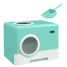 AllMyPets W752GN Lettiera per Gatti con Coperchio, Paletta e Vassoio Estraibile Verde