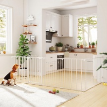 AllMyPets WTZ487 Recinto per Cani a 8 Pannelli con Chiusura Automatica 61x3x75cm Bianco