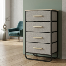 Amicasa 24217GR Cassettiera Camera da Letto 4 Cassetti 60x35x92 Grigio