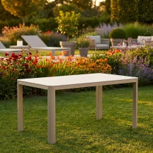 Amicasa 253033KH Tavolo da Giardino Rettangolare in Alluminio 160x90x76 cm Khaki Barth