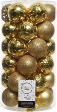Amicasa 9020800 Palline per Albero di Natale 37pz D. 6cm Clindro Sfera Mix Gold