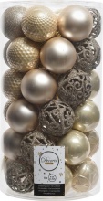 Amicasa 9020806 Palline per Albero di Natale 37pz D. 6cm Clindro Sfera Mix Pearl