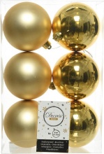 Amicasa 9022050 Palline per Albero di Natale 6pz D. 8cm Sfera Mix Gold