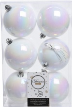 Amicasa 9022054 Palline per Albero di Natale 6pz D. 8cm Sfera Mix White iris