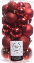 Amicasa 9022902 Palline per Albero di Natale 30pz Clindro Sfera Mix Red