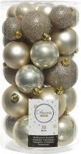 Amicasa 9022906 Palline per Albero di Natale 30pz Clindro Sfera Mix Pearl