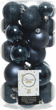 Amicasa 9022991 Palline per Albero di Natale 30pz Clindro Sfera Mix Night blu