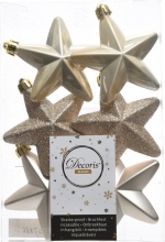 Amicasa 9027866 Palline per Albero di Natale 6pz Stelle Mix Pearl