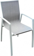 Amicasa Antra_5 Sedia per Esterni Impilabile AlluminioTextilene 61x57x89 Bianco Atlanta