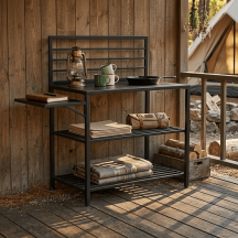 Amicasa GL8455 Cucina da esterno Mobile KONNECT Ripiani 100x61x130 cm Antracite